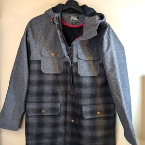 Women's Jacket Roots Grey Plaid Utility M Great Condition